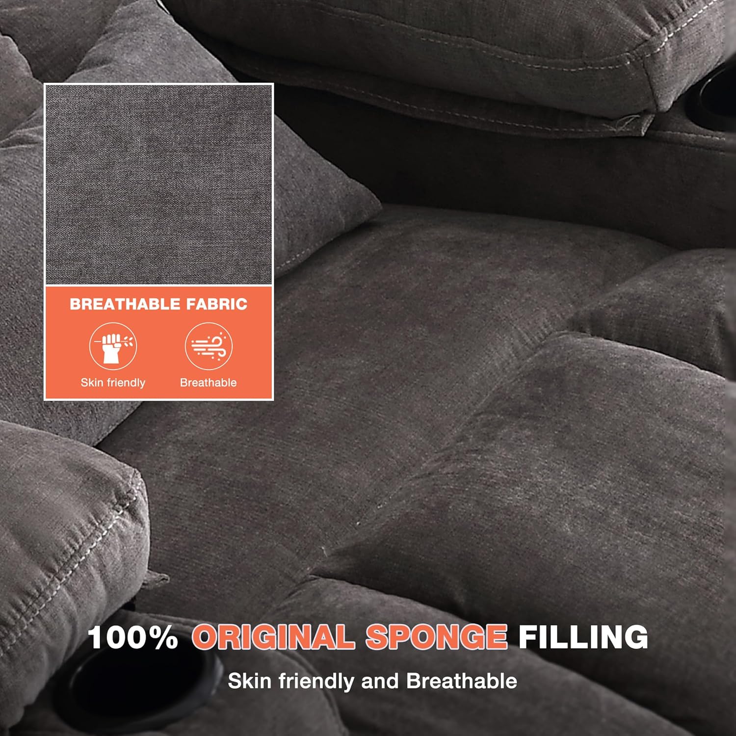 Power Lift Recliner Chair for Elderly with Vibration Massage and Lumbar Heating, Electric Lift Recliner Single Sofa with Side Pocket, Two Cup Holders and USB Charge Port for Living Room - Image 3